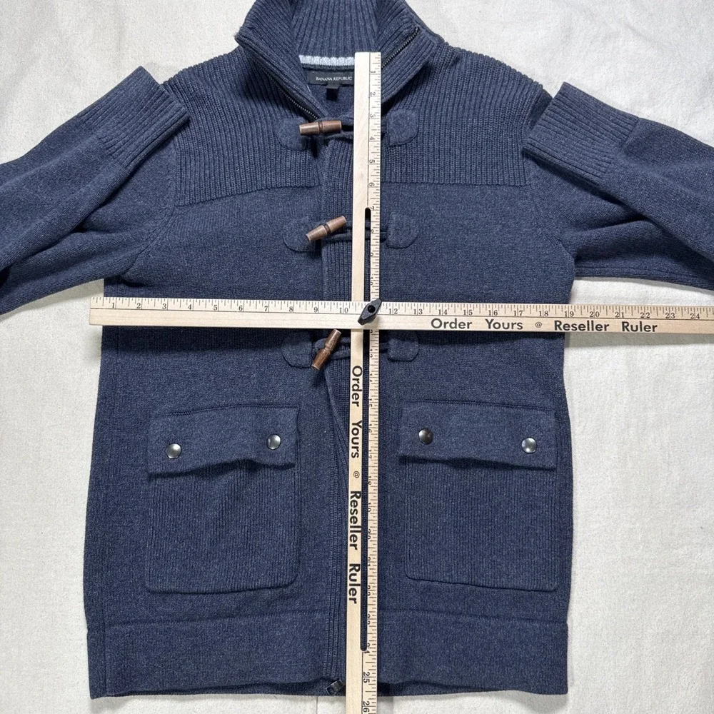Banana Republic Full Zip Sweater w/ Toggle Buttons Size Small Cotton Dark Navy